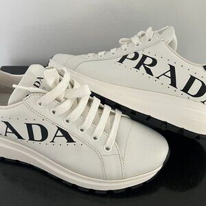 Prada sneakers, EU 37.5, white calfskin leather